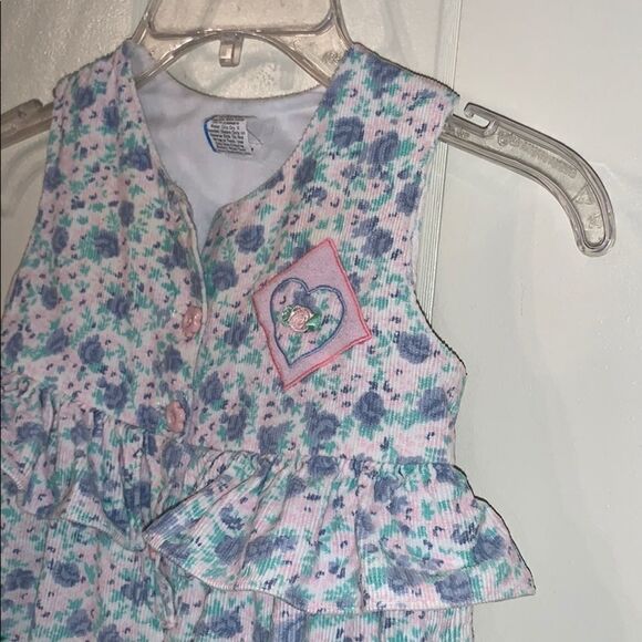 Vtg  floral corduroy footie onesie romper - Picture 2 of 8